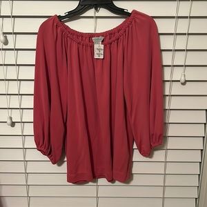 Multiples Scoopneck top with quarter length sleeve